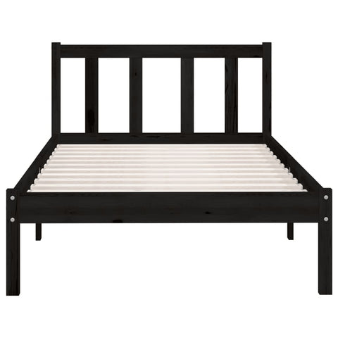 810076 vidaXL Bed Frame without Mattress Black Solid Wood 100x200 cm