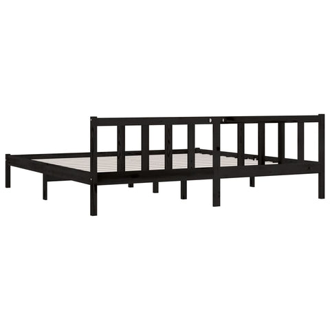 810106 vidaXL Bed Frame without Mattress Black Solid Wood 200x200 cm