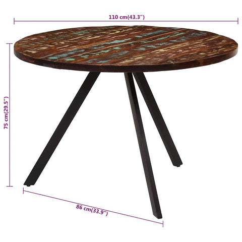 vidaXL Dining Table 110x75 cm Solid Wood Reclaimed