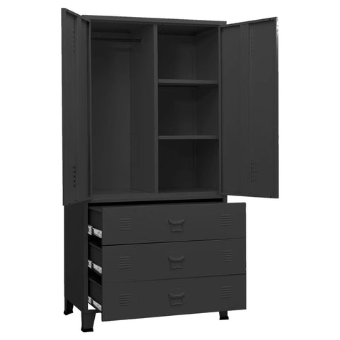vidaXL Industrial Wardrobe Black 90x50x180 cm Metal