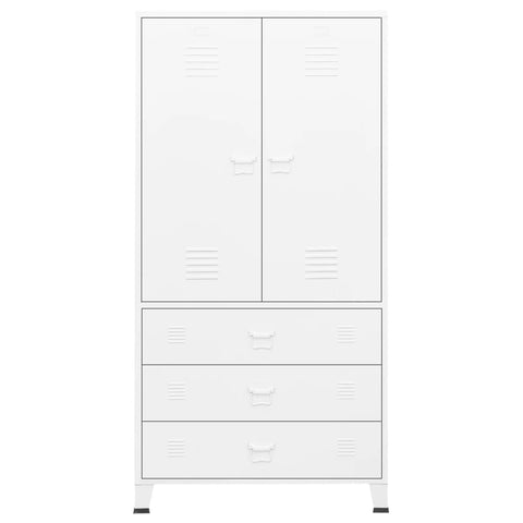 vidaXL Industrial Wardrobe White 90x50x180 cm Metal