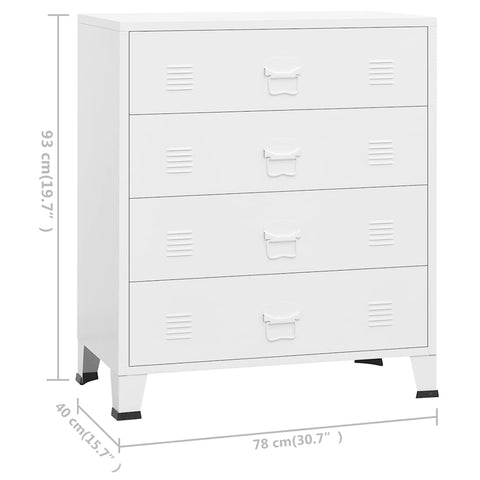 vidaXL Industrial Drawer Cabinet White 78x40x93 cm Metal