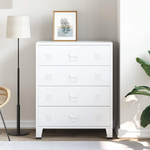 vidaXL Industrial Drawer Cabinet White 78x40x93 cm Metal