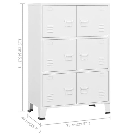 vidaXL Industrial Storage Chest White 75x40x115 cm Metal