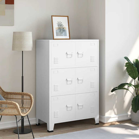 vidaXL Industrial Storage Chest White 75x40x115 cm Metal