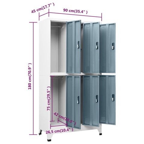 vidaXL Locker Cabinet Light Grey and Dark Grey 90x45x180 cm Steel