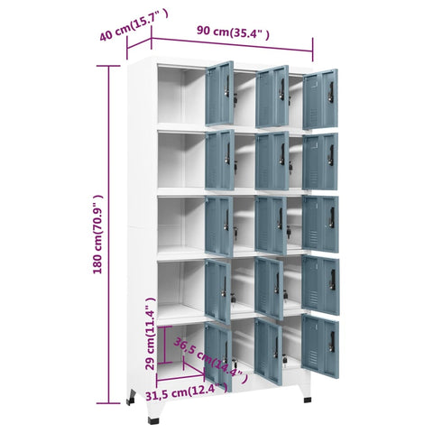 vidaXL Locker Cabinet Light Grey and Dark Grey 90x40x180 cm Steel