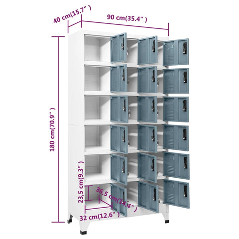 vidaXL Locker Cabinet Light Grey and Dark Grey 90x40x180 cm Steel