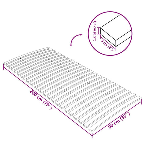 vidaXL Bed Slats Replacement with 24 Slats 90x200 cm