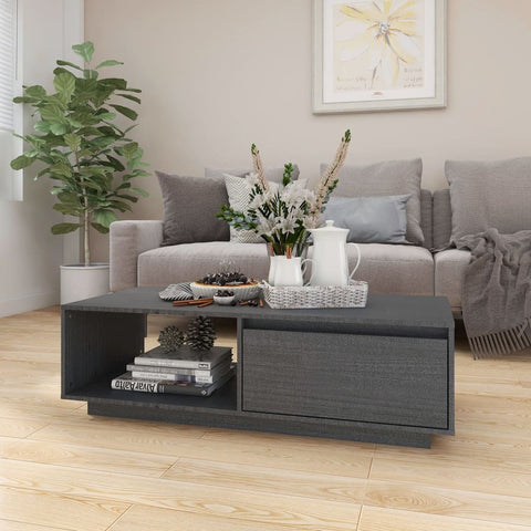 vidaXL Coffee Table Grey 110x50x33.5 cm Solid Pinewood