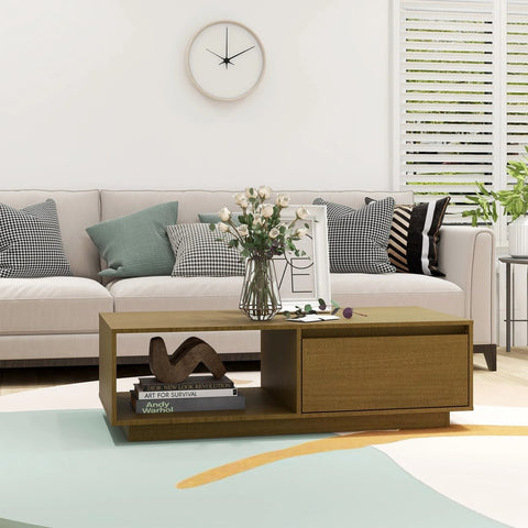vidaXL Coffee Table Honey Brown 110x50x33.5 cm Solid Pinewood