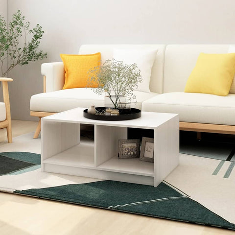 vidaXL Coffee Table White 75x50x33.5 cm Solid Pinewood