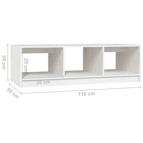 vidaXL Coffee Table White 110x50x34 cm Solid Pinewood