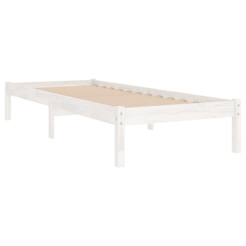 vidaXL Bed Frame without Mattress White Solid Wood Single