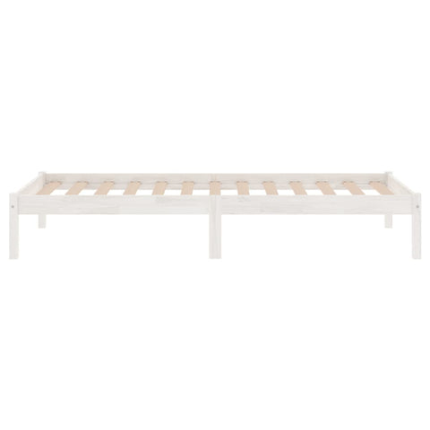 vidaXL Bed Frame without Mattress White Solid Wood Single
