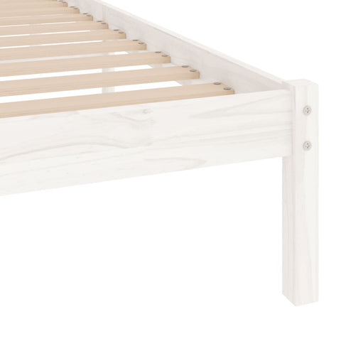 vidaXL Bed Frame without Mattress White Solid Wood Single