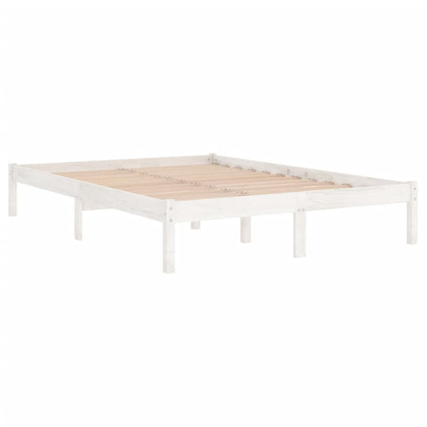 809998 vidaXL Bed Frame without Mattress White Solid Wood 140x190 cm