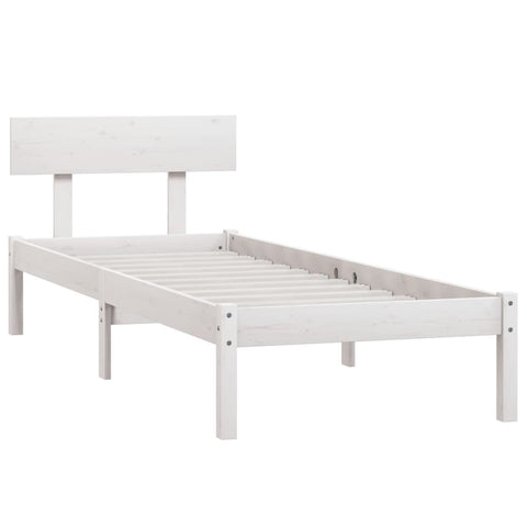 vidaXL Bed Frame without Mattress White Solid Wood Small Single