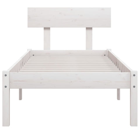vidaXL Bed Frame without Mattress White Solid Wood Small Single