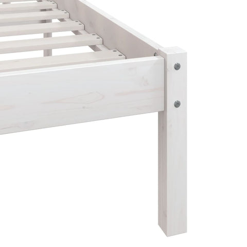 vidaXL Bed Frame without Mattress White Solid Wood Small Single