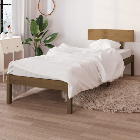 vidaXL Bed Frame without Mattress Honey Brown Solid Wood Pine Single