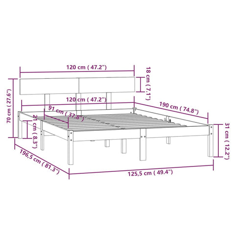 vidaXL Bed Frame without Mattress Solid Wood Small Double