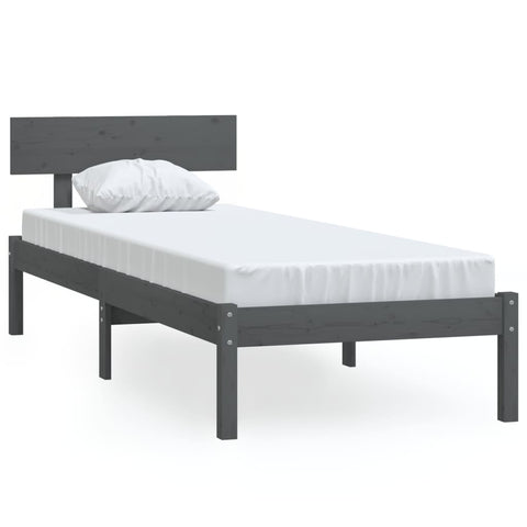 vidaXL Bed Frame without Mattress Grey Solid Wood 100x200 cm