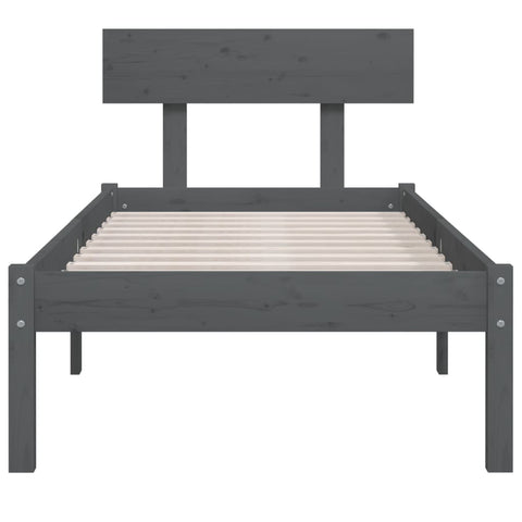 vidaXL Bed Frame without Mattress Grey Solid Wood 100x200 cm