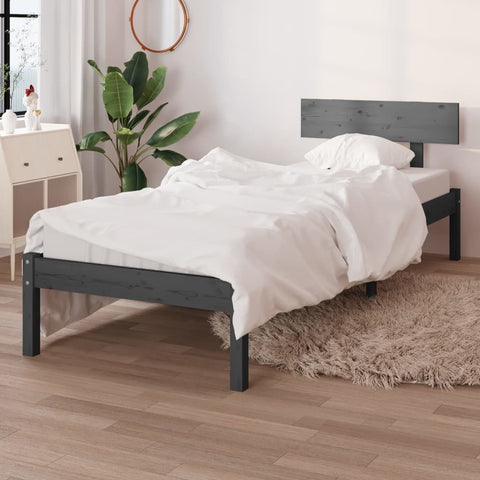 vidaXL Bed Frame without Mattress Grey Solid Wood 100x200 cm
