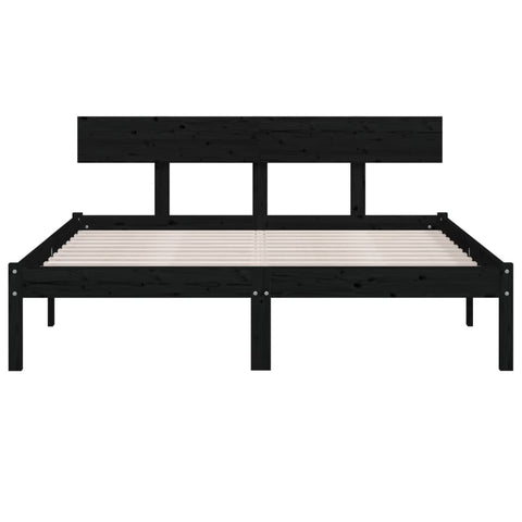 vidaXL Bed Frame without Mattress Black Solid Wood 140x200 cm