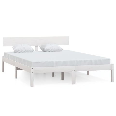 vidaXL Bed Frame without Mattress White Solid Wood Pine King Size