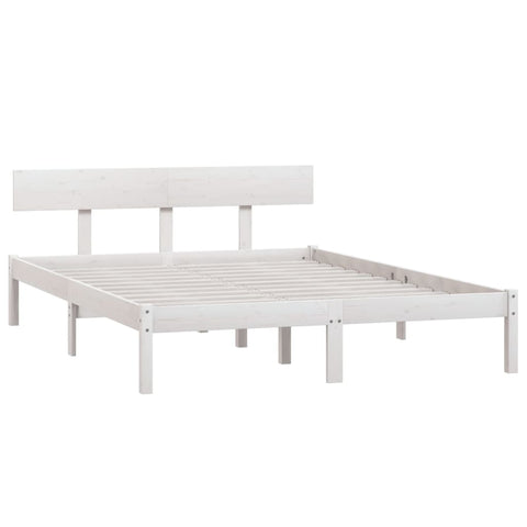 vidaXL Bed Frame without Mattress White Solid Wood Pine King Size