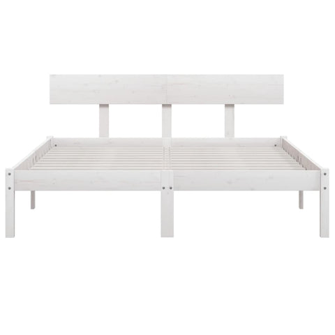vidaXL Bed Frame without Mattress White Solid Wood Pine King Size
