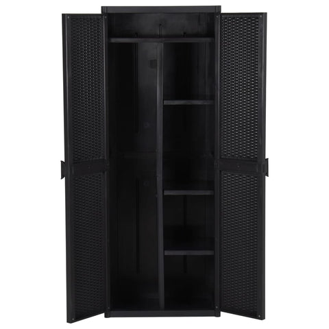 vidaXL Garden Storage Cabinet Black 65x45x172 cm PP Rattan