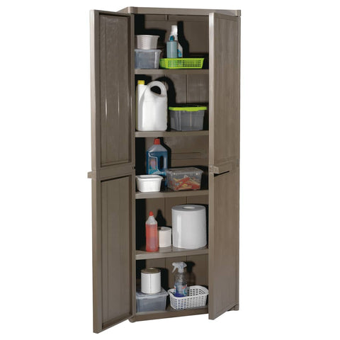 vidaXL Garden Storage Cabinet Brown 65x45x172 cm PP Wood Look