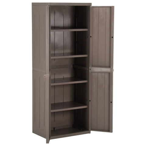 vidaXL Garden Storage Cabinet Brown 65x45x172 cm PP Wood Look