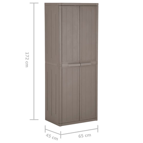 vidaXL Garden Storage Cabinet Brown 65x45x172 cm PP Wood Look