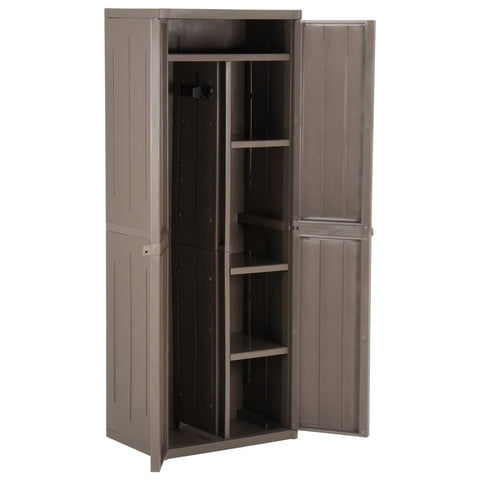 vidaXL Garden Storage Cabinet Brown 65x45x172 cm PP Wood Look