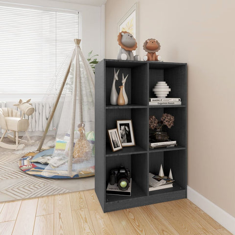 vidaXL Book Cabinet Grey 70x33x110 cm Solid Pinewood