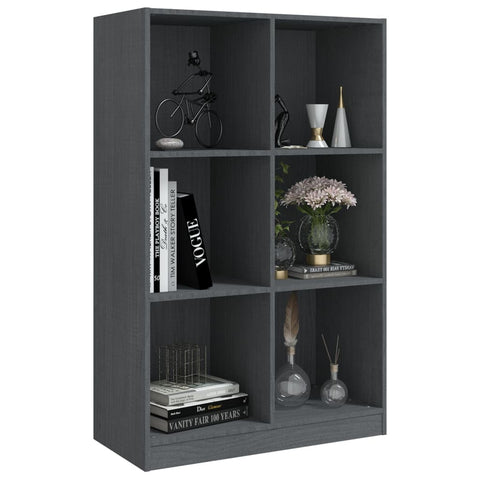 vidaXL Book Cabinet Grey 70x33x110 cm Solid Pinewood