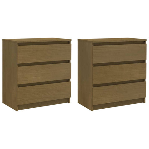vidaXL Bedside Cabinets 2 pcs Honey Brown 60x36x64 cm Solid Pinewood