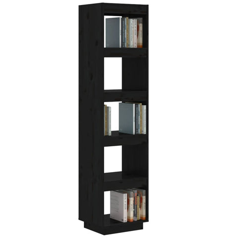 vidaXL Book Cabinet/Room Divider Black 40x35x167 cm Solid Wood Pine