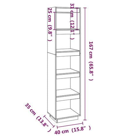 vidaXL Book Cabinet/Room Divider Black 40x35x167 cm Solid Wood Pine