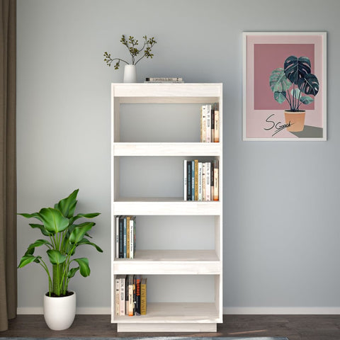 vidaXL Book Cabinet/Room Divider White 60x35x135 cm Solid Pinewood