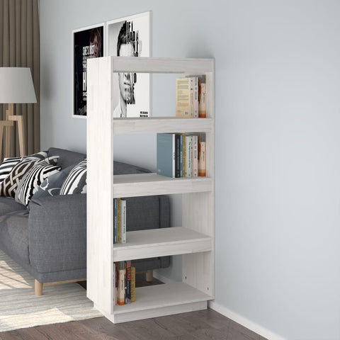 vidaXL Book Cabinet/Room Divider White 60x35x135 cm Solid Pinewood
