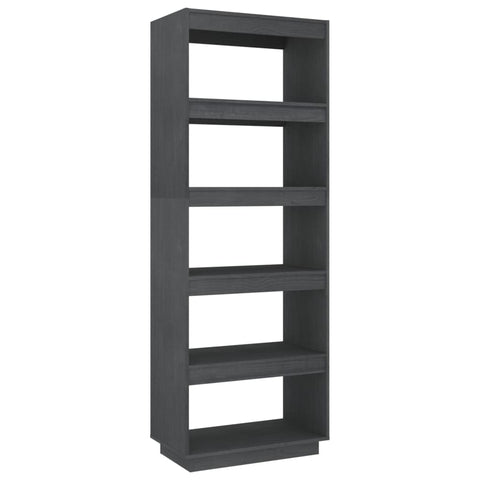 vidaXL Book Cabinet/Room Divider Grey 60x35x167 cm Solid Pinewood