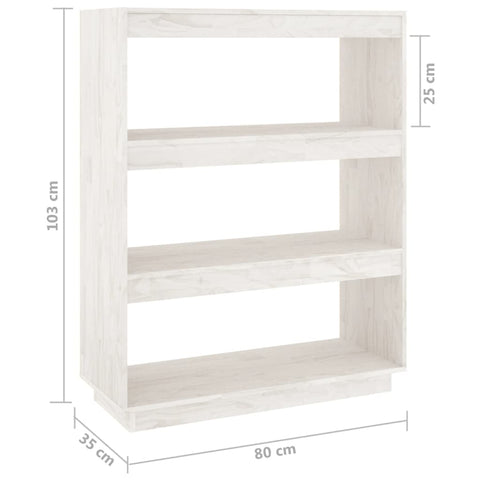 vidaXL Book Cabinet/Room Divider White 80x35x103 cm Solid Pinewood
