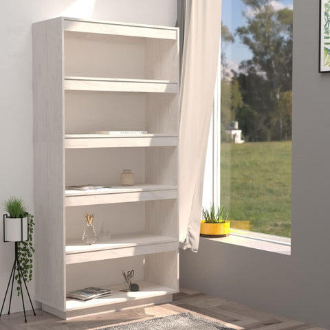 vidaXL Book Cabinet/Room Divider White 80x35x167 cm Solid Pinewood