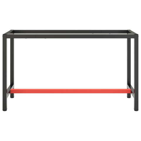 vidaXL Work Bench Frame Matte Black and Matte Red 140x50x79 cm Metal