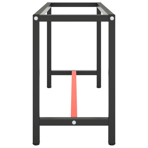 vidaXL Work Bench Frame Matte Black and Matte Red 140x50x79 cm Metal